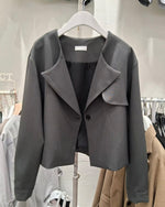 NK304 垂感波浪領短版外套