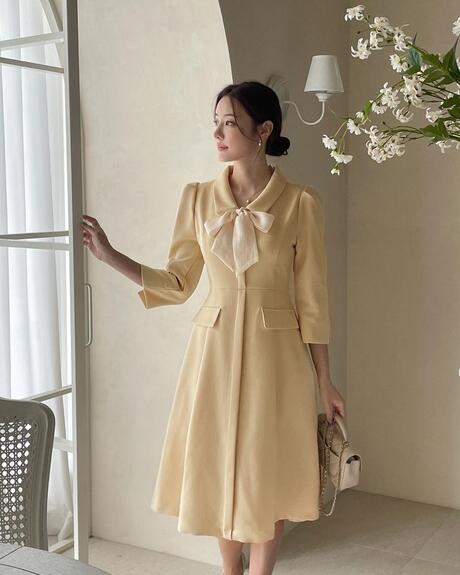 NK014 蝴蝶結修身連身裙