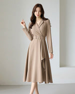 NH999 西裝領Ruffle裙擺連身裙