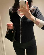 NH987 假兩件針織上衣