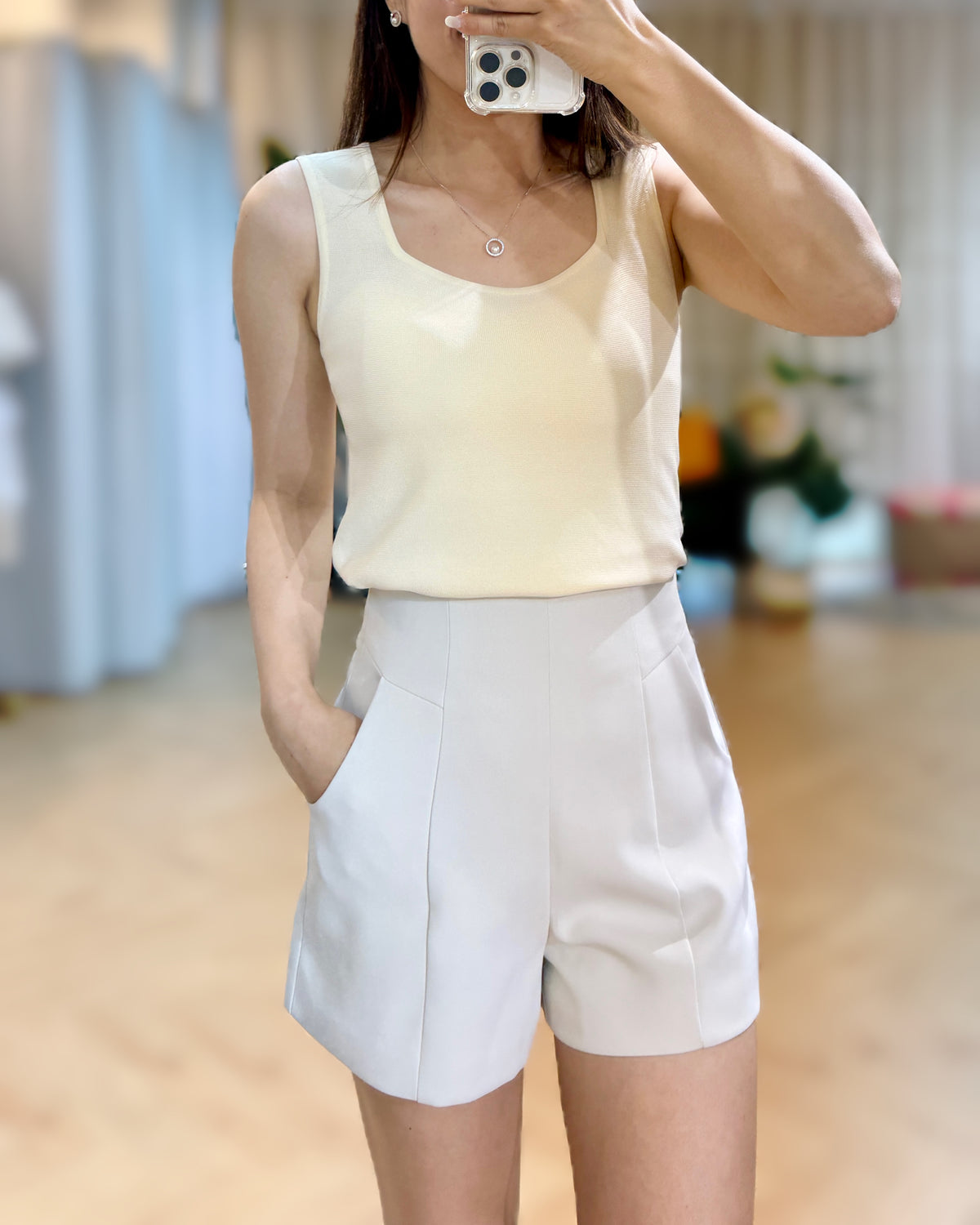 NK088 方領冰絲針織上衣