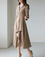 NH999 西裝領Ruffle裙擺連身裙