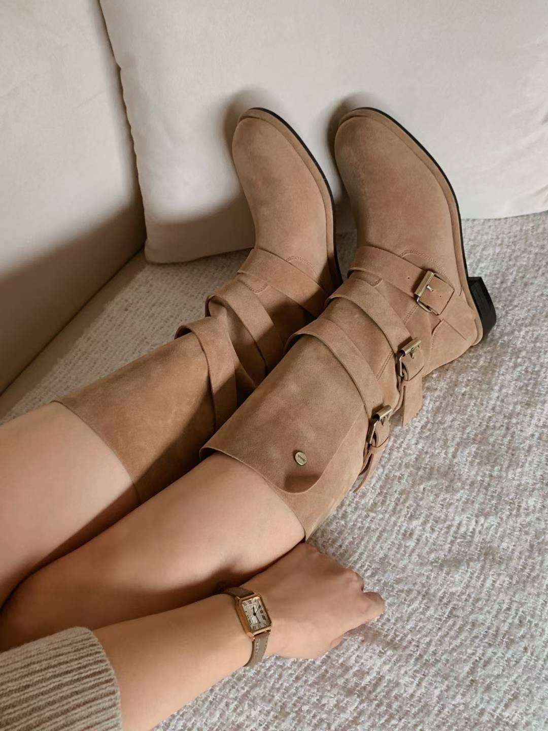 NK406 皮帶扣圓頭騎士靴