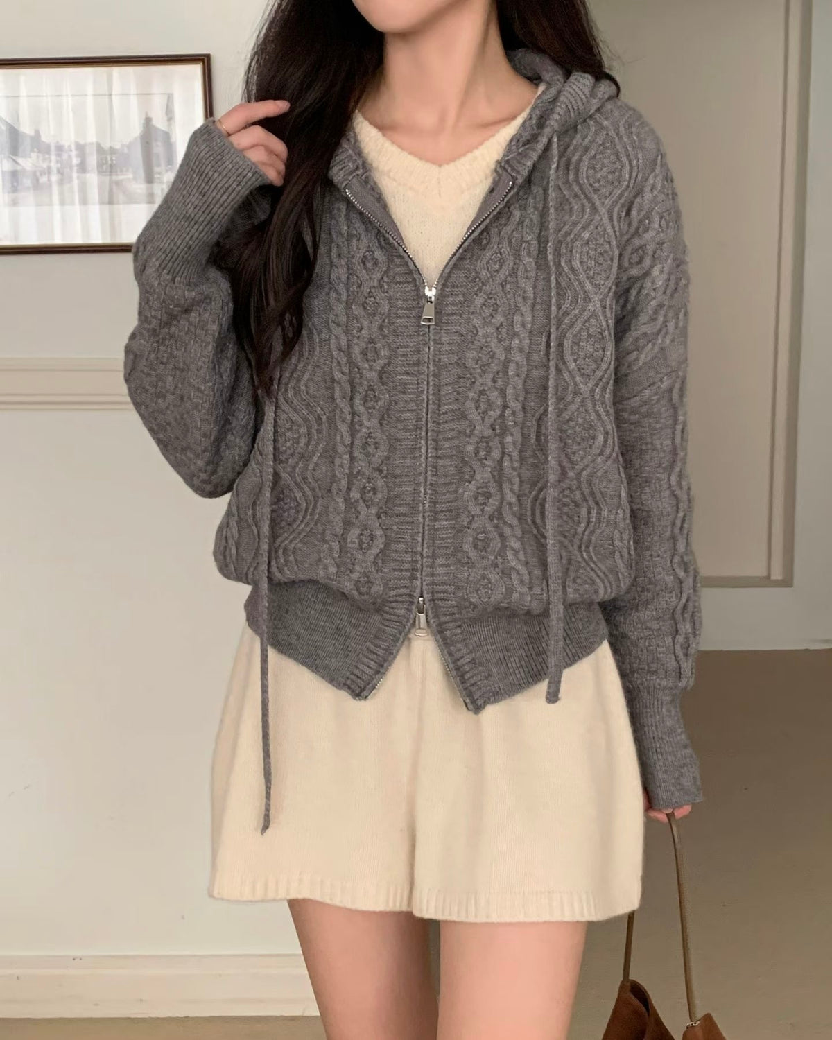 NK364 針織拉鍊連帽外套