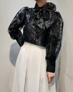 NK249 蝴蝶結領印花襯衫