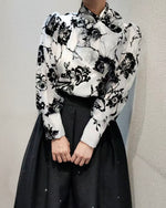 NK249 蝴蝶結領印花襯衫