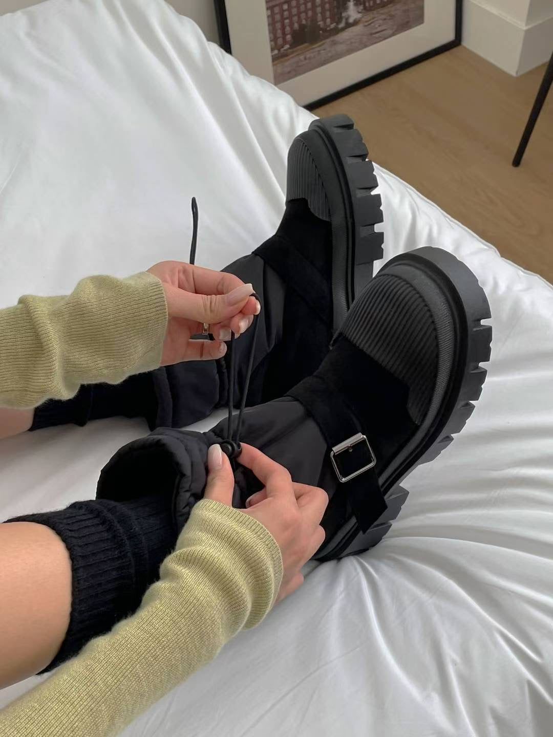 NK375 索繩加絨雪地靴