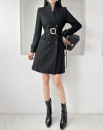NK299 修腰雙扣大衣(附腰帶)