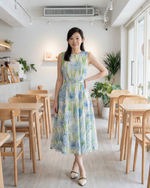 NK497 繡球花圖案背心連身裙(連腰帶)