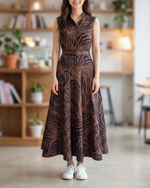 NK496 斑馬紋背心連身裙(連腰帶)