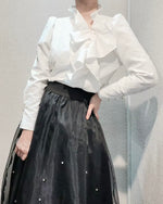 NK248 蝴蝶結領格紋襯衫