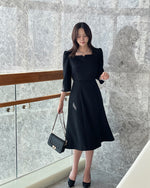 NK234L 方領中袖中長連身裙