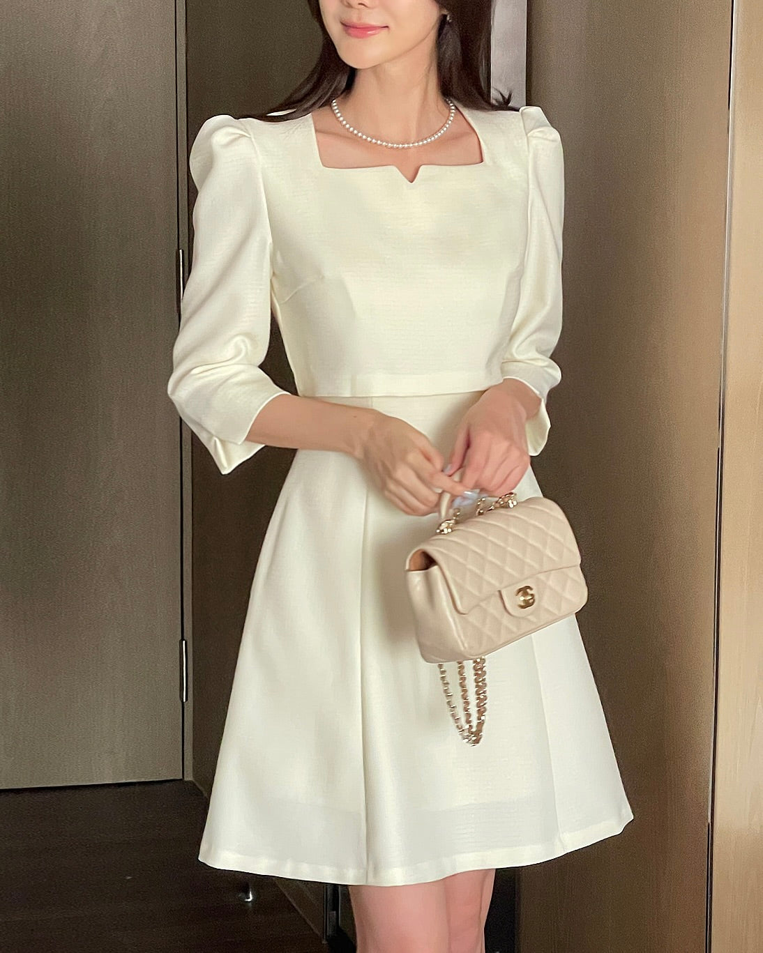 NK234S 方領中袖連身裙