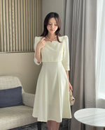 NK234L 方領中袖中長連身裙