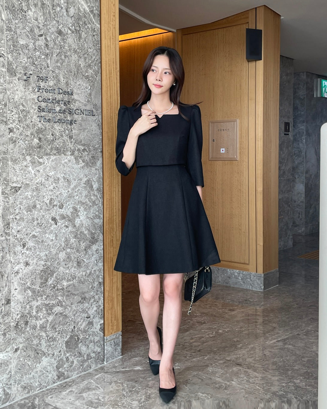 NK234S 方領中袖連身裙