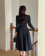 NK236 泡泡袖提花長連身裙