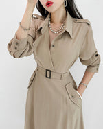 NK241 風衣襯衫長裙套裝