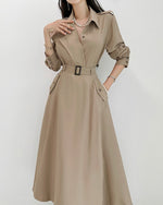 NK241 風衣襯衫長裙套裝