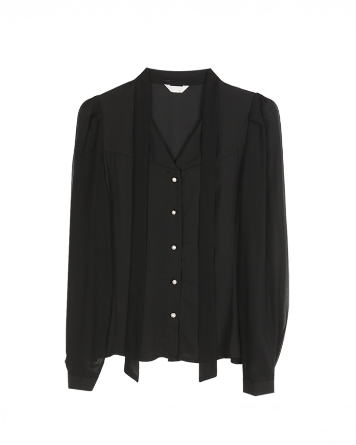 NK273 薄紗拼接襯衫