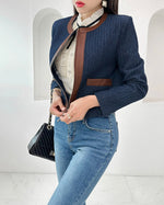 NK292 針織拼皮革正肩夾克