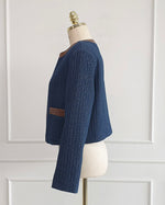 NK292 針織拼皮革正肩夾克