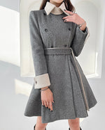 NK358 拼色修身A字大衣