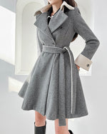 NK358 拼色修身A字大衣