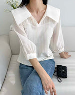 NK268 V領拼接襯衫