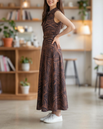 NK496 斑馬紋背心連身裙(連腰帶)