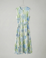 NK497 繡球花圖案背心連身裙(連腰帶)