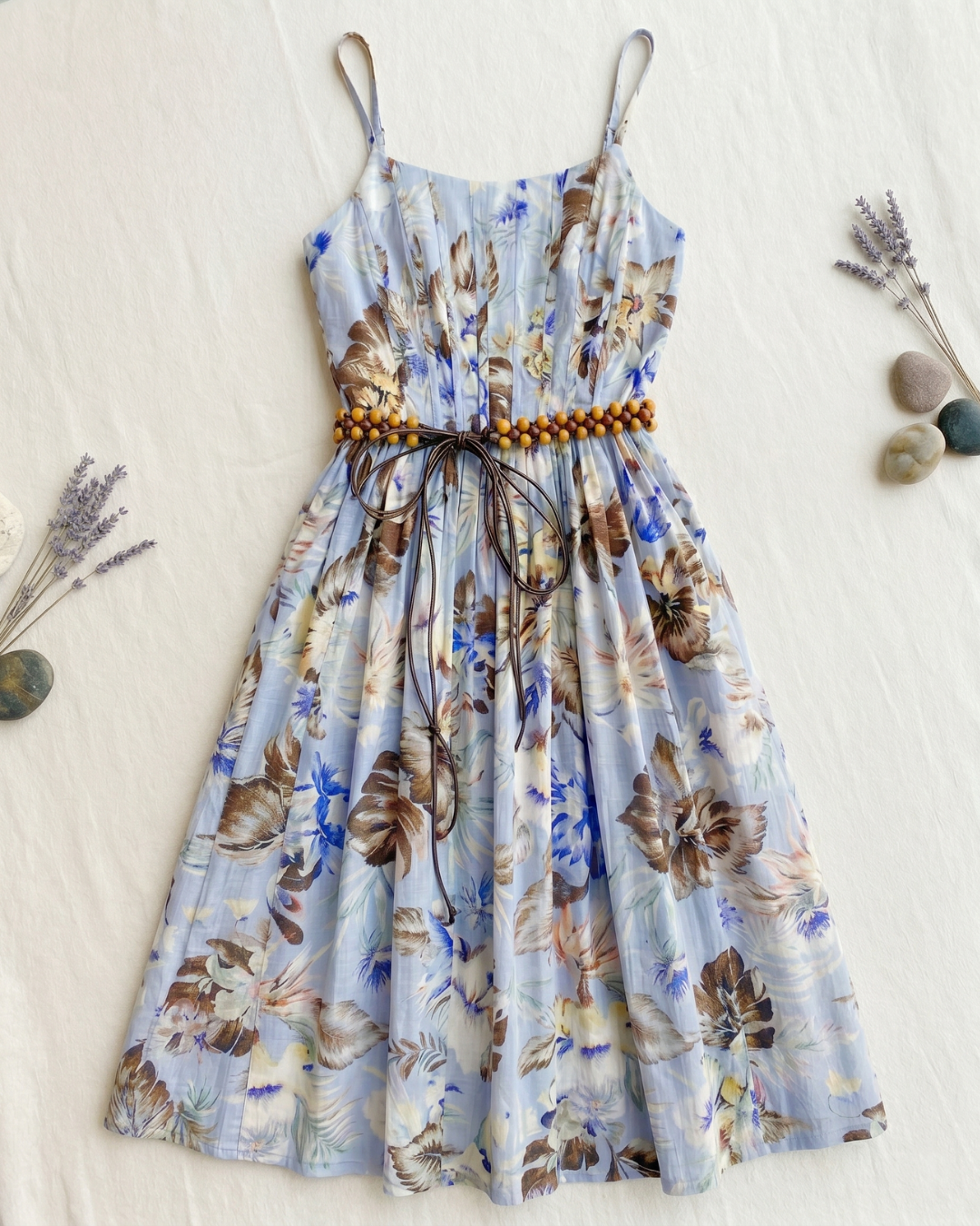 NK500 吊帶修腰連身花裙(連特色腰帶)