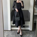 NH971 蝴蝶結假兩件連身裙