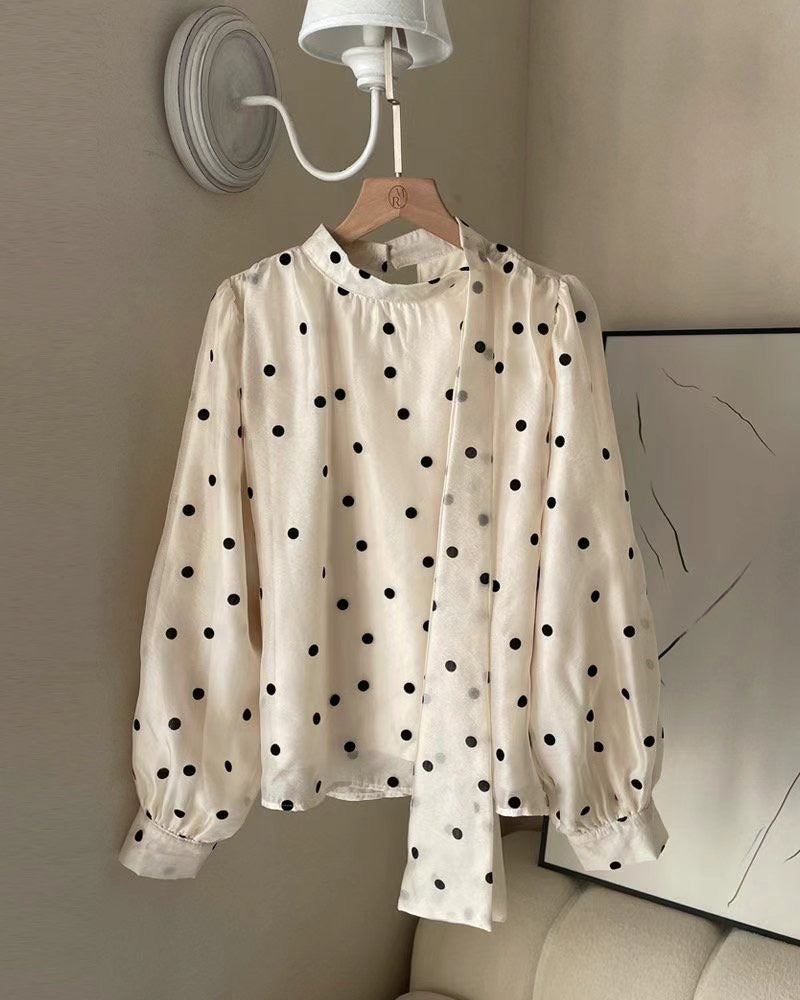 NH899 小波點蝴蝶結上衣