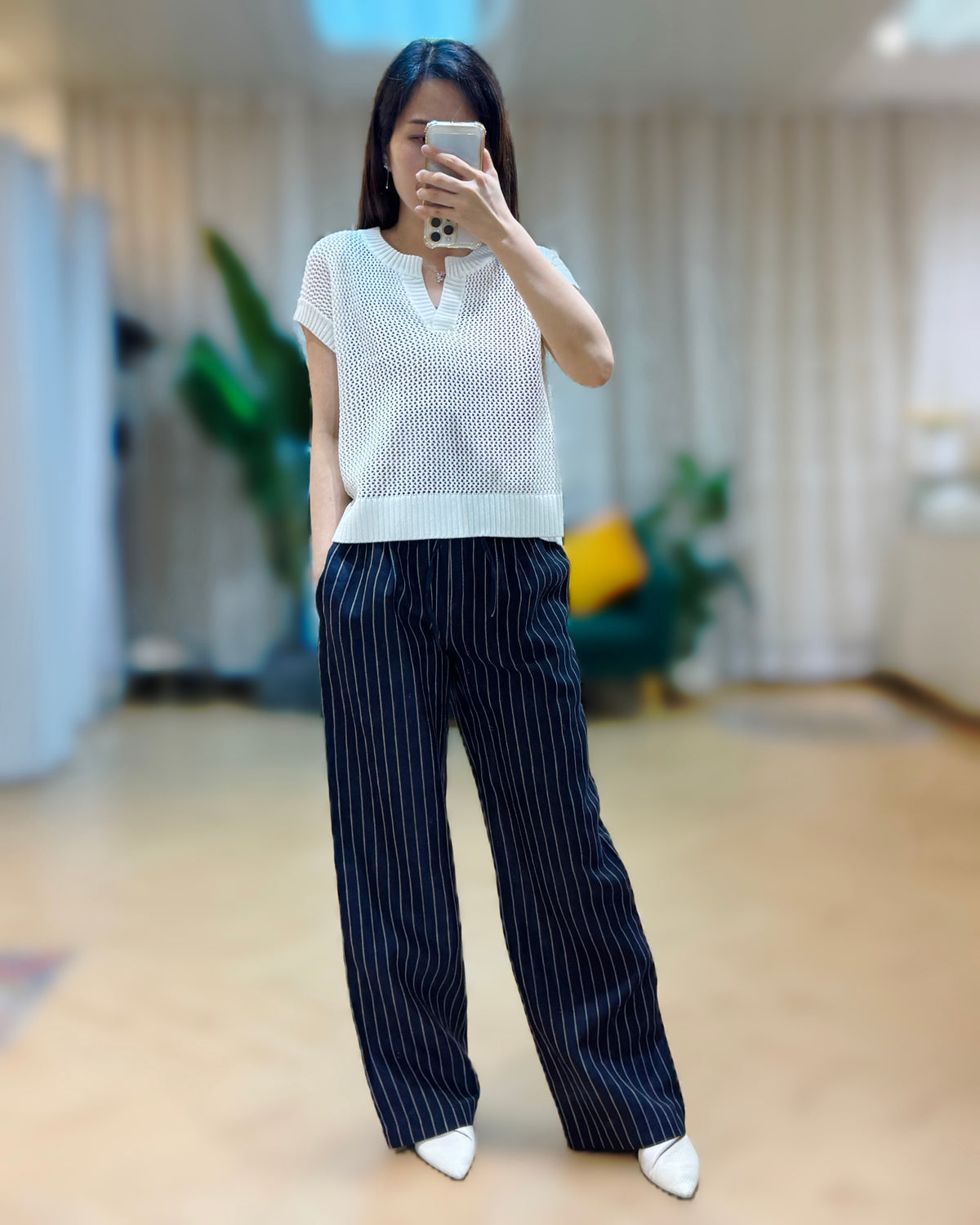 NK197 高質100%純麻條子闊褲