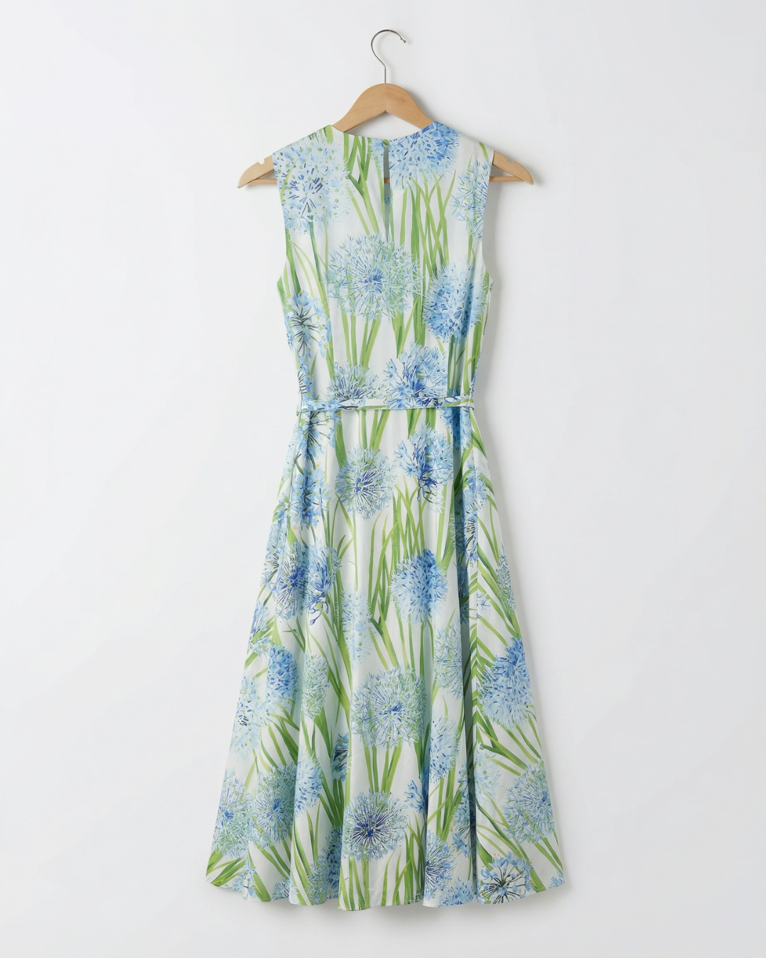 NK497 繡球花圖案背心連身裙(連腰帶)