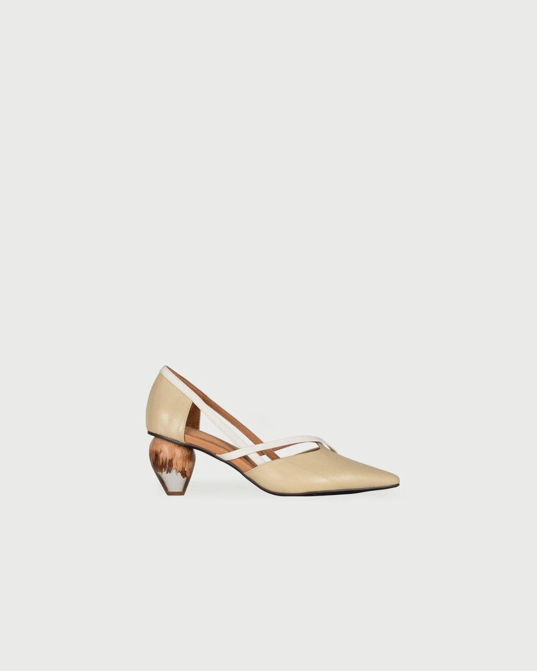 NH534 LEATHER LAB ATHENA 𖠁 CROSS STRAP GROUND HIGH HEEL PUMPS