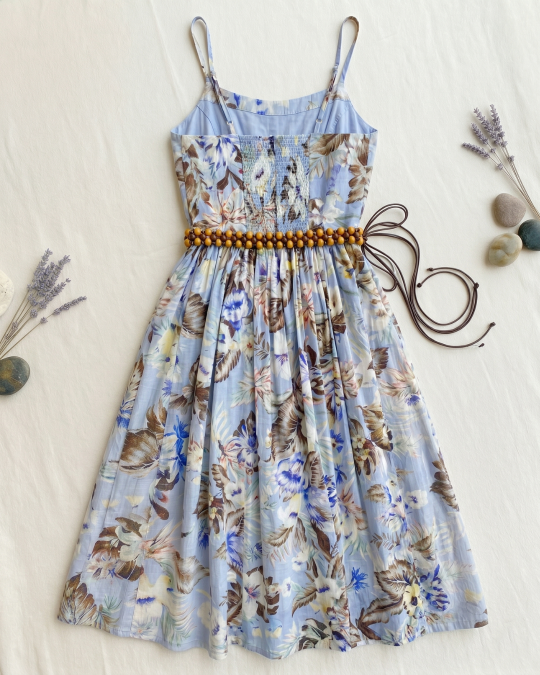 NK500 吊帶修腰連身花裙(連特色腰帶)