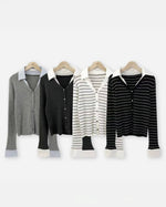 NK272 針織拼接開襟上衣