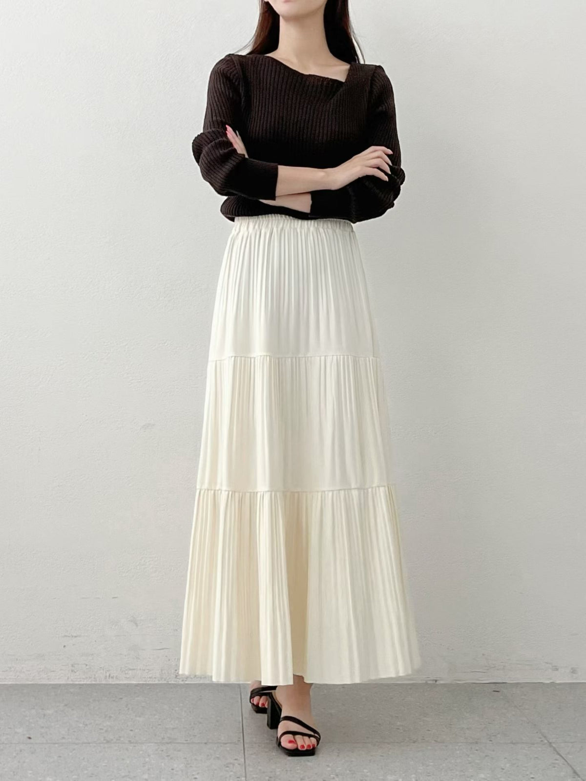 NK242 風琴褶疊層次長裙