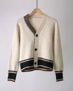 NK275 羊毛混紡拼色針織外套