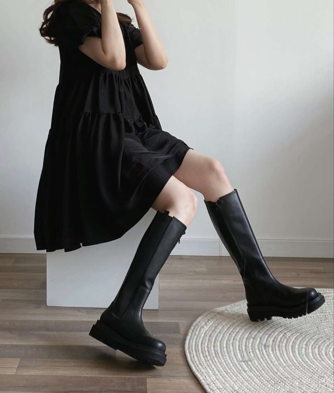 NK408 真皮彈力長筒靴