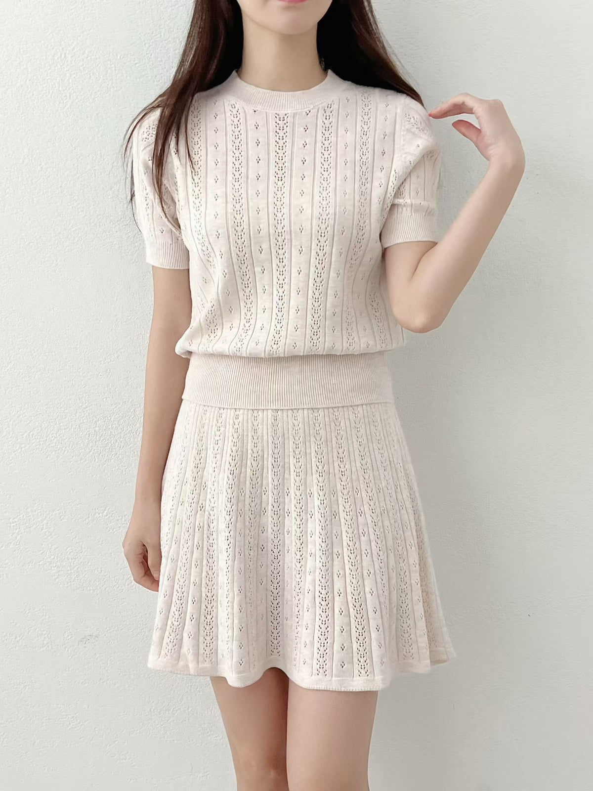 NK237 針織通花短裙套裝