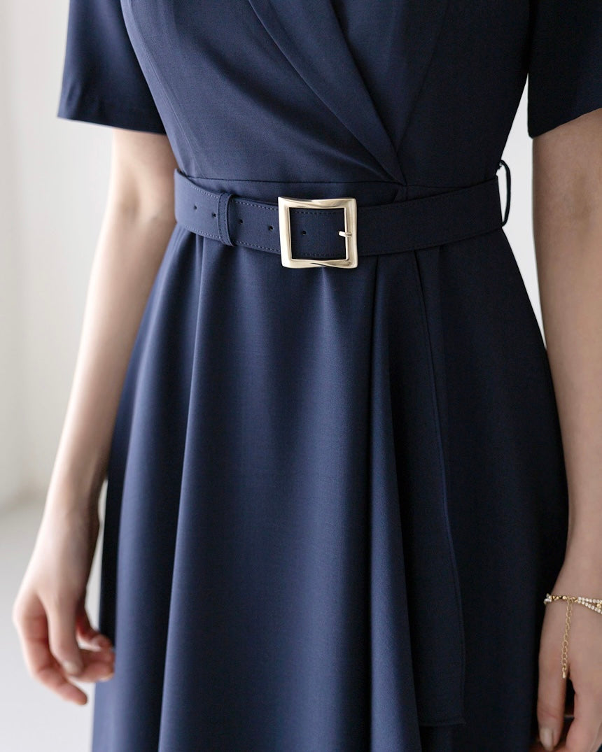 NH999 西裝領Ruffle裙擺連身裙