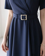 NH999 西裝領Ruffle裙擺連身裙