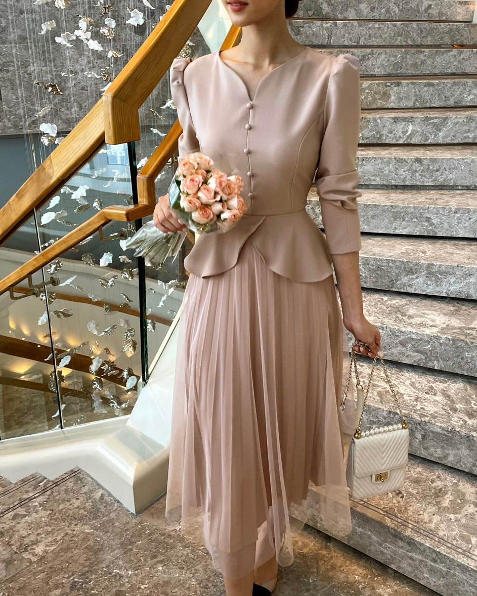 NH693 小腰擺輕紗連身裙