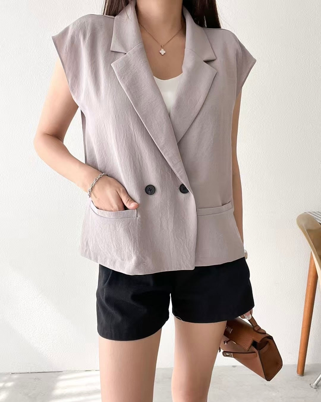 NK051 西裝領背心薄外套