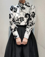 NK249 蝴蝶結領印花襯衫