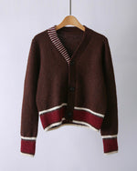 NK275 羊毛混紡拼色針織外套