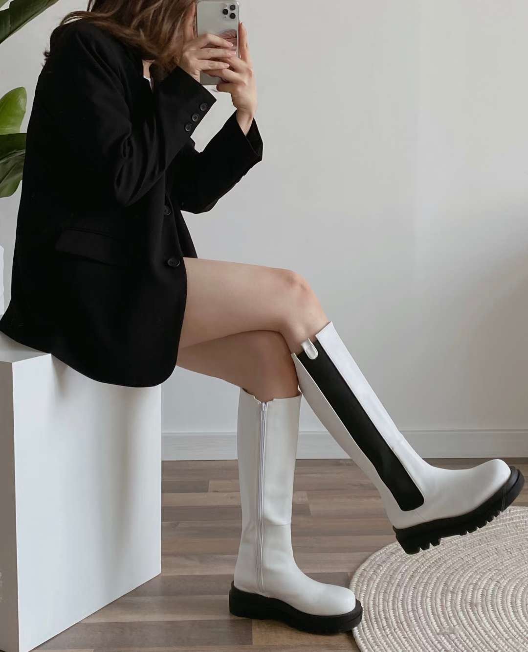 NK408 真皮彈力長筒靴