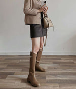 NK374 麂皮金屬扣騎士靴